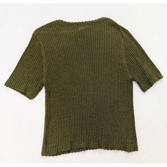 Vintage 90s Women's Sweater Size XL Green Short Sleeve Ribbed Croft & Barrow - Picture 14 of 14